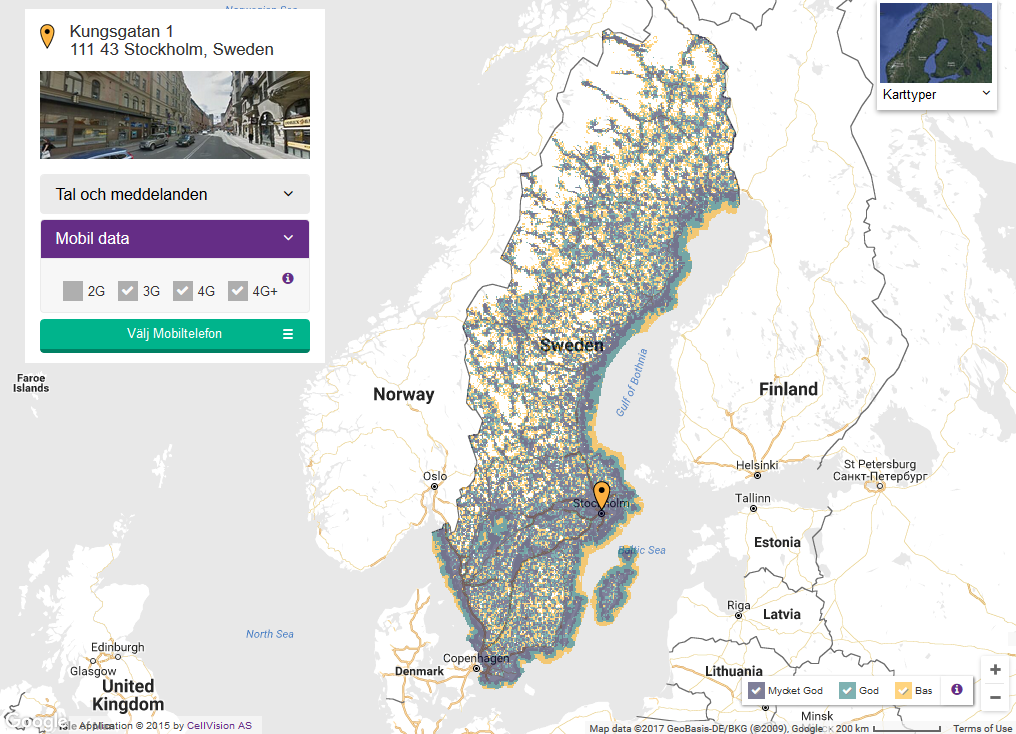 telia 4g täckning karta
